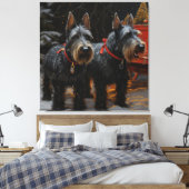 Toile Décor de Noël écossais Terrier Snowy Sleigh (Insitu(Chambre))