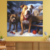 Toile Décor de Noël Pitbull Snowy Sleigh (Insitu(Salon))