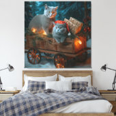 Toile Décor de Noël russe Blue Cat Snowy Sleigh (Insitu(Chambre))