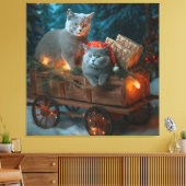 Toile Décor de Noël russe Blue Cat Snowy Sleigh (Insitu(Salon))