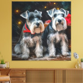 Toile Décor de Noël Schnauzer Snowy Sleigh (Insitu(Salon))