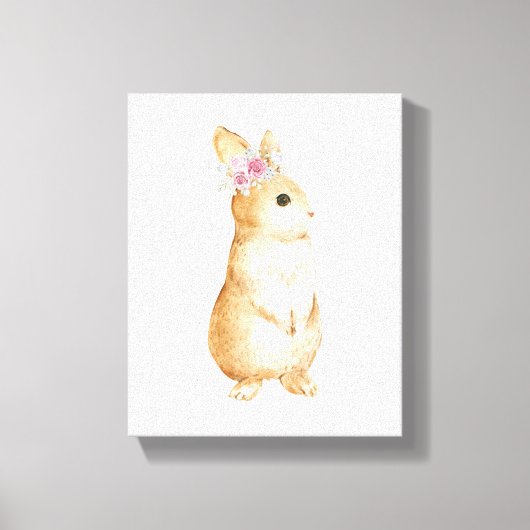 Toile Décor de pépinière de fleurs de lapin mignon (Recto)