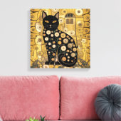 Toile Décor doré Gustav Klimt Style Chat Noir Art (Insitu(Salon))