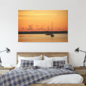 Toile Décor du coucher de soleil avec bateau (Insitu(Chambre))