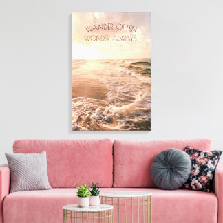 Toile Décor photo Sunrise au-dessus de la plage avec cit