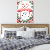 Toile Décor Tropical Amour Flamant Rose (Insitu(Chambre))