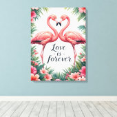 Toile Décor Tropical Amour Flamant Rose (Insitu (Plancher de Bois))
