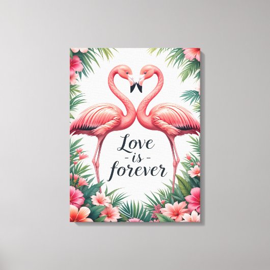 Toile Décor Tropical Amour Flamant Rose (Recto)