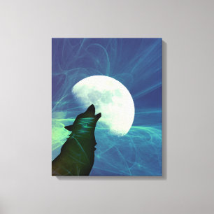 Toile Décoration de Loup sous le Ciel Nocturne Mystique
