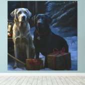 Toile Décoration de Noël Chien de Traîneau enneigé Labra (Insitu (Plancher de Bois))