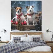 Toile Décoration de Noël Jack Russell enneigé (Insitu(Chambre))