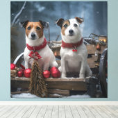 Toile Décoration de Noël Jack Russell enneigé (Insitu (Plancher de Bois))