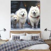 Toile Décoration de Noël Samoyed enneigé (Insitu(Chambre))