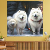 Toile Décoration de Noël Samoyed enneigé (Insitu(Salon))