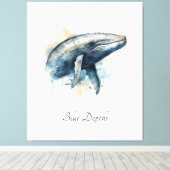 Toile Décoration murale côtière de baleine bleue (Insitu (Plancher de Bois))