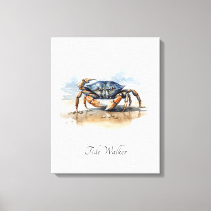 Toile Décoration murale de cuisine côtière au crabe bleu