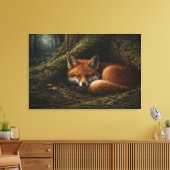 Toile Deep Forest Slumber | Fox Art | Stretched Canvas (Insitu(Salon))