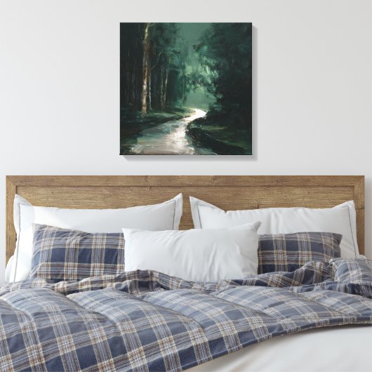 Toile Deep Green Mysterious Woods Abstract Path ART (Insitu(Chambre))