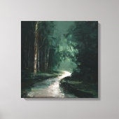 Toile Deep Green Mysterious Woods Abstract Path ART (Recto)