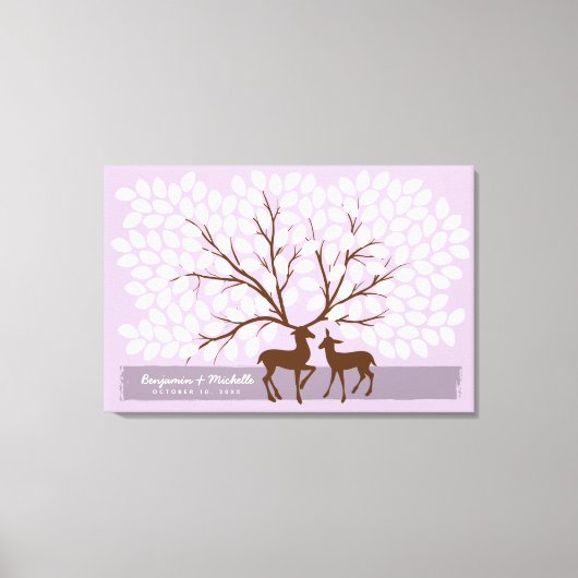 Toile Deer Heart Guest Book Canvas - 150 Signatures (Recto)