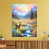 Toile Deer Rocky Mountain Spring Meadow Sunrise Peinture (Insitu(Salon))