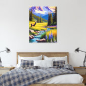 Toile Deer Rocky Mountain Spring Meadow Sunshine Lupins (Insitu(Chambre))