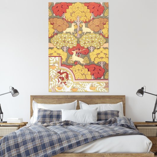 Toile Deer &Tree Squirrel Bird Rowan Berries Art Nouveau (Insitu(Chambre))