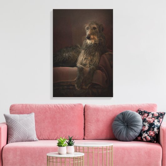 Toile Deerhound on a sofa (Insitu(Salon))