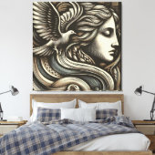 Toile Déesse éthérée avec colombe - Sty gravée de coupe  (Insitu(Chambre))