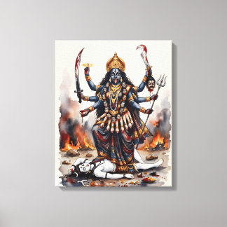 Toile Déesse Kali debout sur Shiva