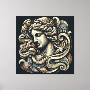 Toile Déesse mystique - Vintage gravée