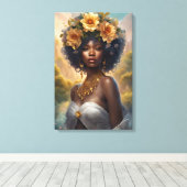 Toile Déesse noire dans le jardin des fleurs (Insitu (Plancher de Bois))