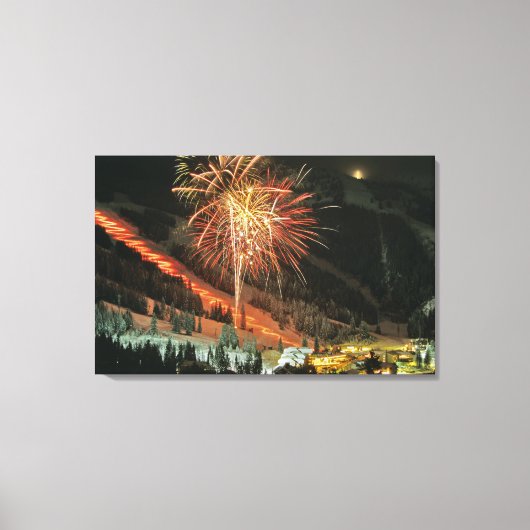 Toile Défilé aux flambeaux et feux d'artifice en hiver (Recto)