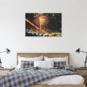 Toile Défilé aux flambeaux et feux d'artifice en hiver (Insitu(Chambre))