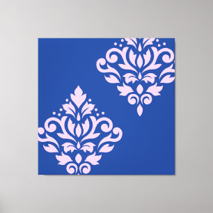 Toile Défiler Damas Art I rose sur bleu