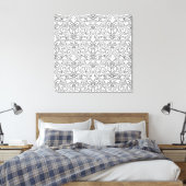 Toile Défiler Damas Grand Motif Blanc (ligne noire) Gris (Insitu(Chambre))