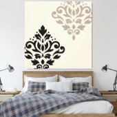 Toile Défiler Damask Art I Black Taupe Crème (Insitu(Chambre))