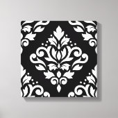 Toile Défiler Damask Grand Design (B) Blanc sur noir (Recto)