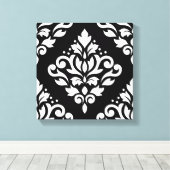 Toile Défiler Damask Grand Design (B) Blanc sur noir (Insitu (Plancher de Bois))