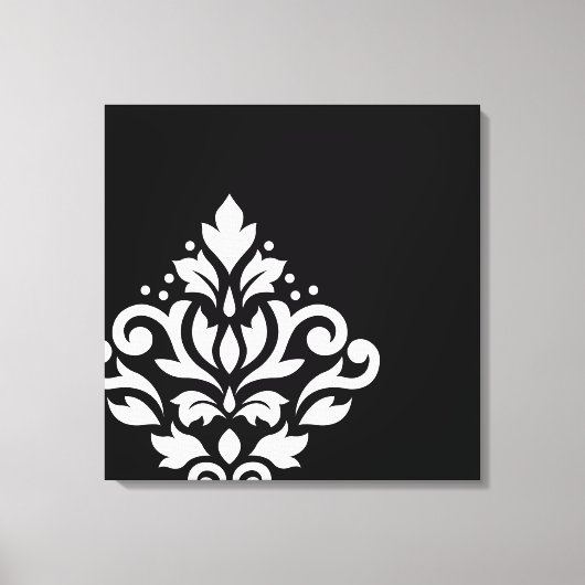 Toile Défiler Damask Off-set I Blanc sur noir (Recto)