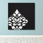 Toile Défiler Damask Off-set I Blanc sur noir (Insitu (Plancher de Bois))