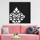 Toile Défiler Damask Off-set I Blanc sur noir (Insitu(Salon))