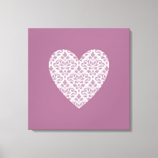 Toile Défiler Damask Ptn Coeur Mauve et rose (Recto)