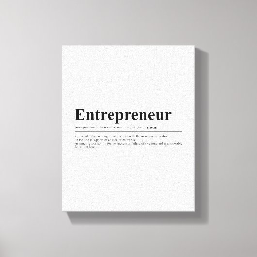 Toile Définition de l'entrepreneur | Devis motivationnel (Recto)
