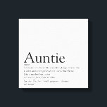 Toile Définition moderne de la tante noire et blanche<br><div class="desc">Personnalisez votre tante ou votre tante préférée pour créer un cadeau unique. Une façon parfaite de lui montrer à quel point elle est extraordinaire chaque jour. Conçu par Thisisnotme©</div>