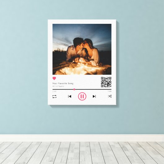 Toile Delicate Couple Customisé QR Code Toute Chanson Ph (Insitu (Plancher de Bois))