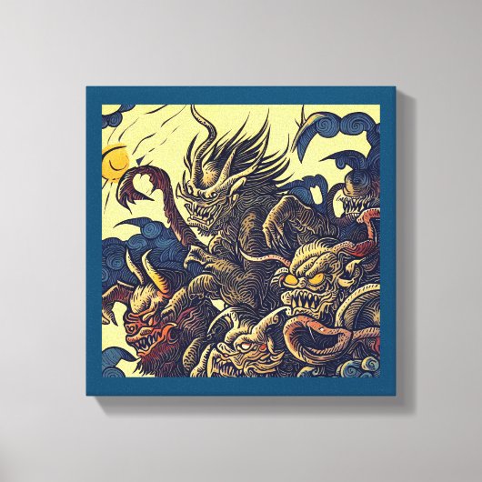 Toile Démons de fantasy - Gravure sur bois 4 (Recto)