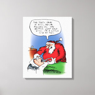 Toile Dents Fairy Père Noël Drôle Carton de Noël