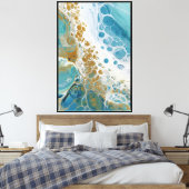 Toile Dérive cellulaire : Abstrait fluide sarcelle et or (Insitu(Chambre))