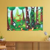 TOILE DES ANIMAUX AMUSANTS DANS UNE JOLIE FORÊT (Insitu(Salon))